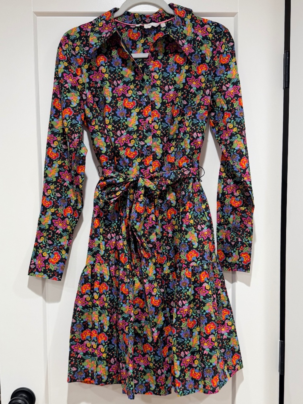 BODEN Mini Floral Shirt Dress Women's Size 6L 6 L Long Tall